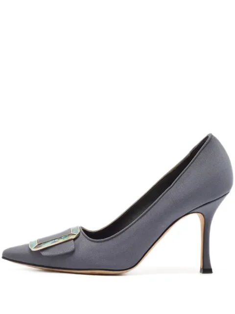 Manolo Blahnik pre-owned 80mm Maysale satin pointed-toe pumps
