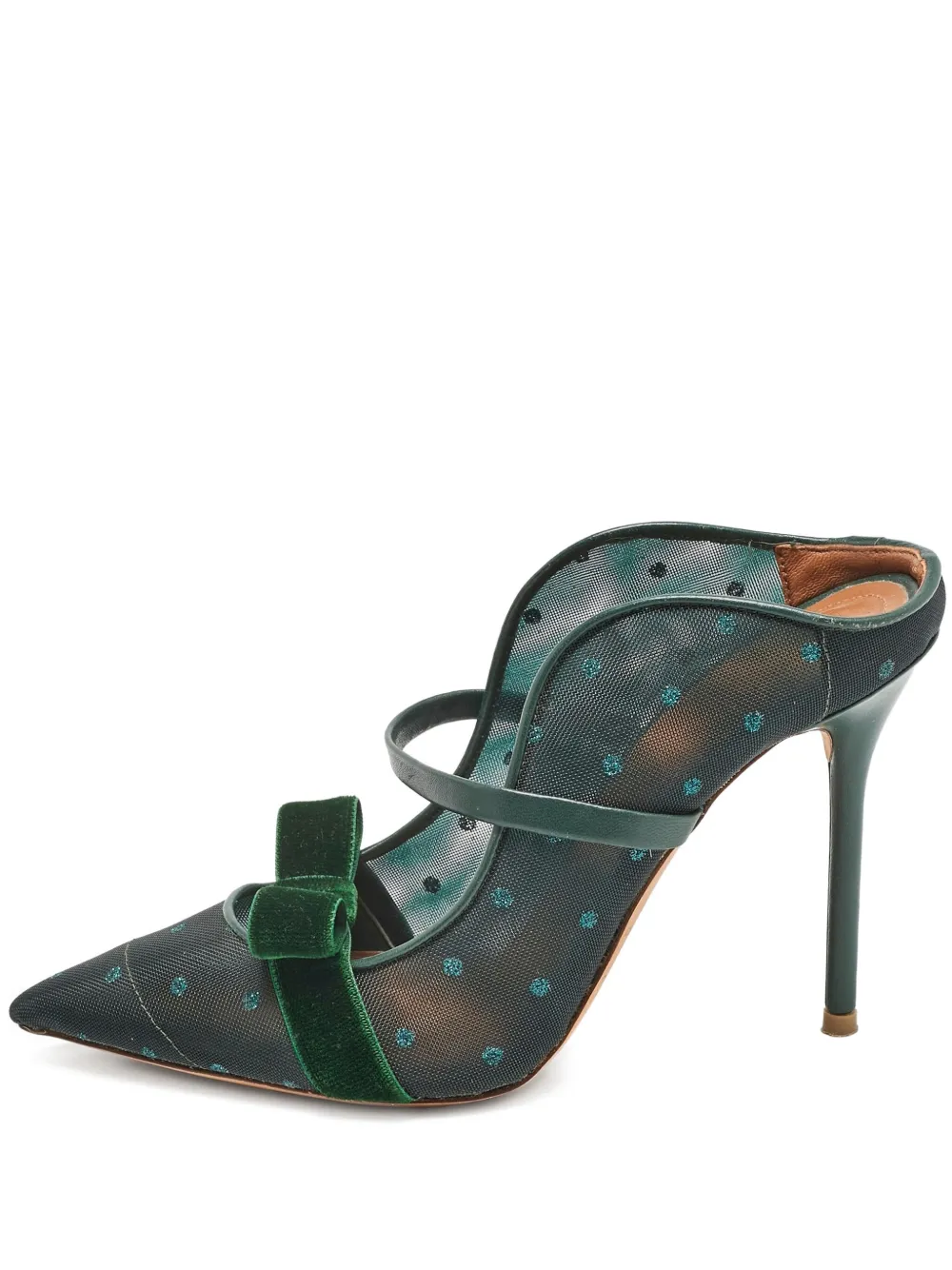 Malone Souliers pre-owned 100mm pointed-toe mesh mules | Green | Image 1