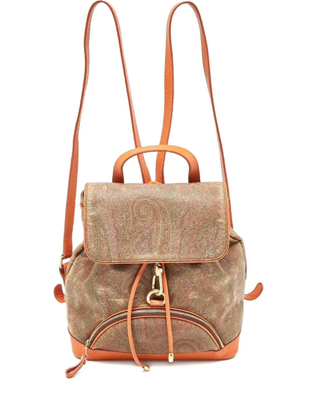 Etro Pre-Owned paisley-jacquard leather backpack | Orange | Image 1
