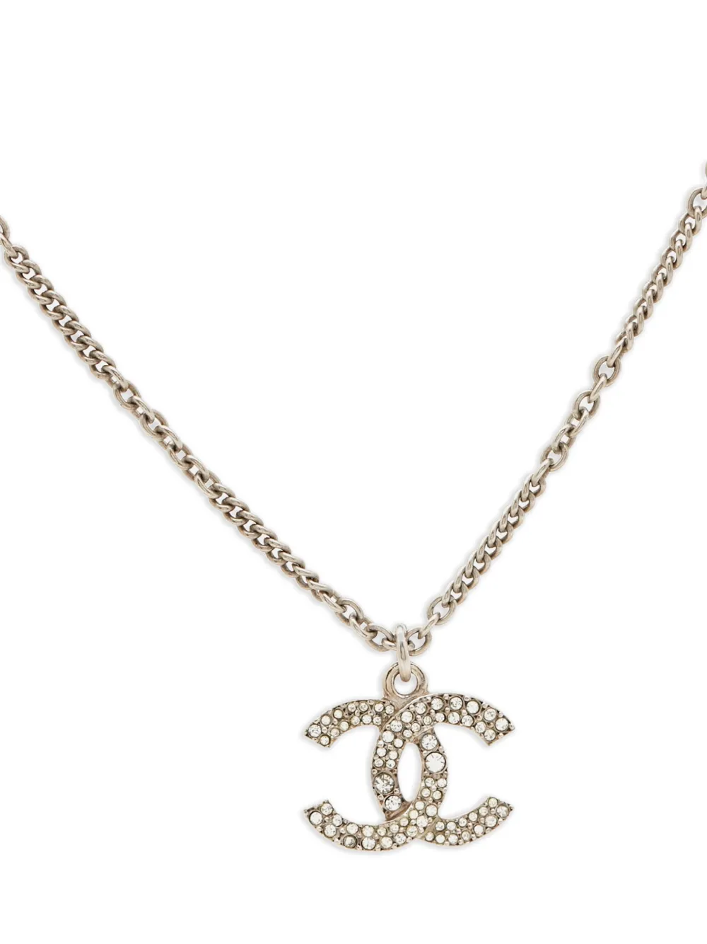 CHANEL Pre-Owned Interlocking CC logo-charm chain necklace | Image 2