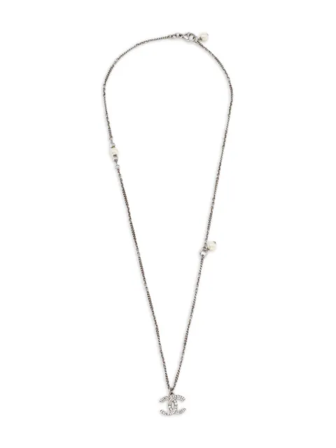 CHANEL Pre-Owned Interlocking CC logo-charm chain necklace