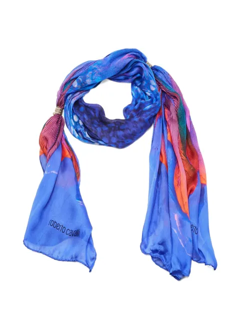 Roberto Cavalli Vintage ring-embellished silk scarf
