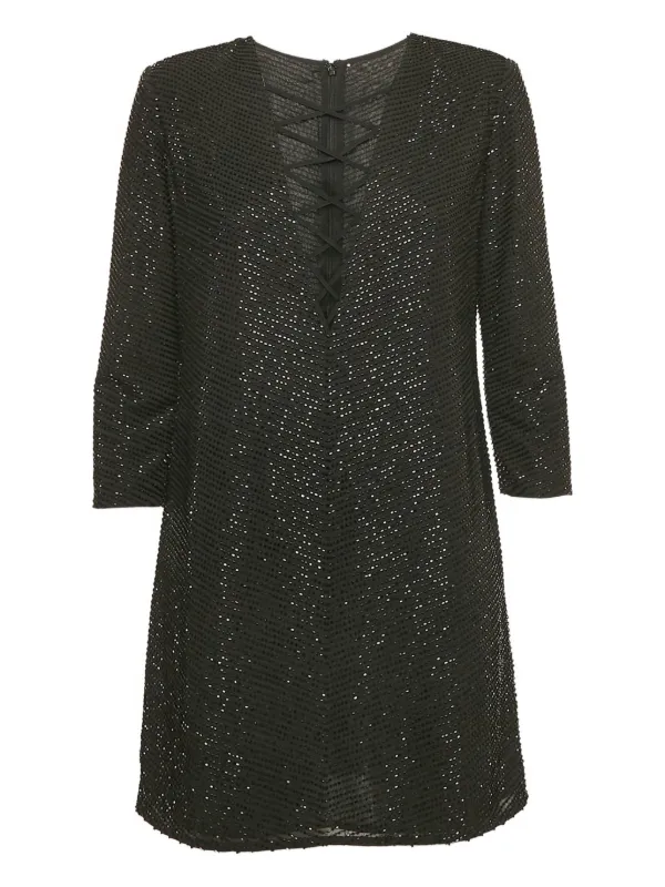 elisabetta franchi black mini dress Elisabetta Franchi - Black mini dress with jewelled detail main image 0