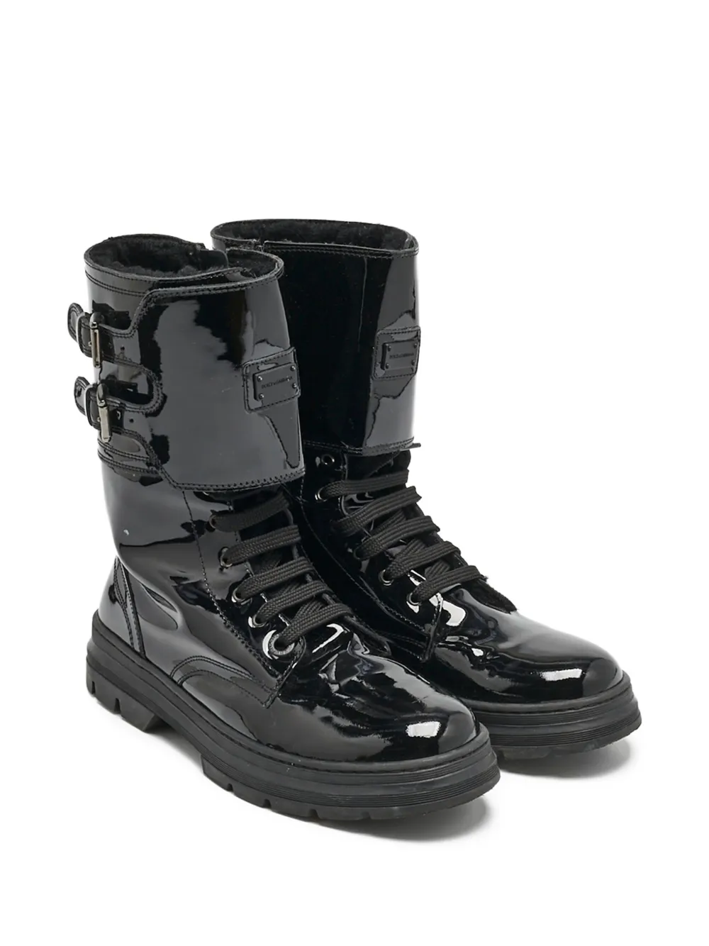 Dolce & Gabbana Pre-Owned patent-finish combat boots | Shoes | Image 2