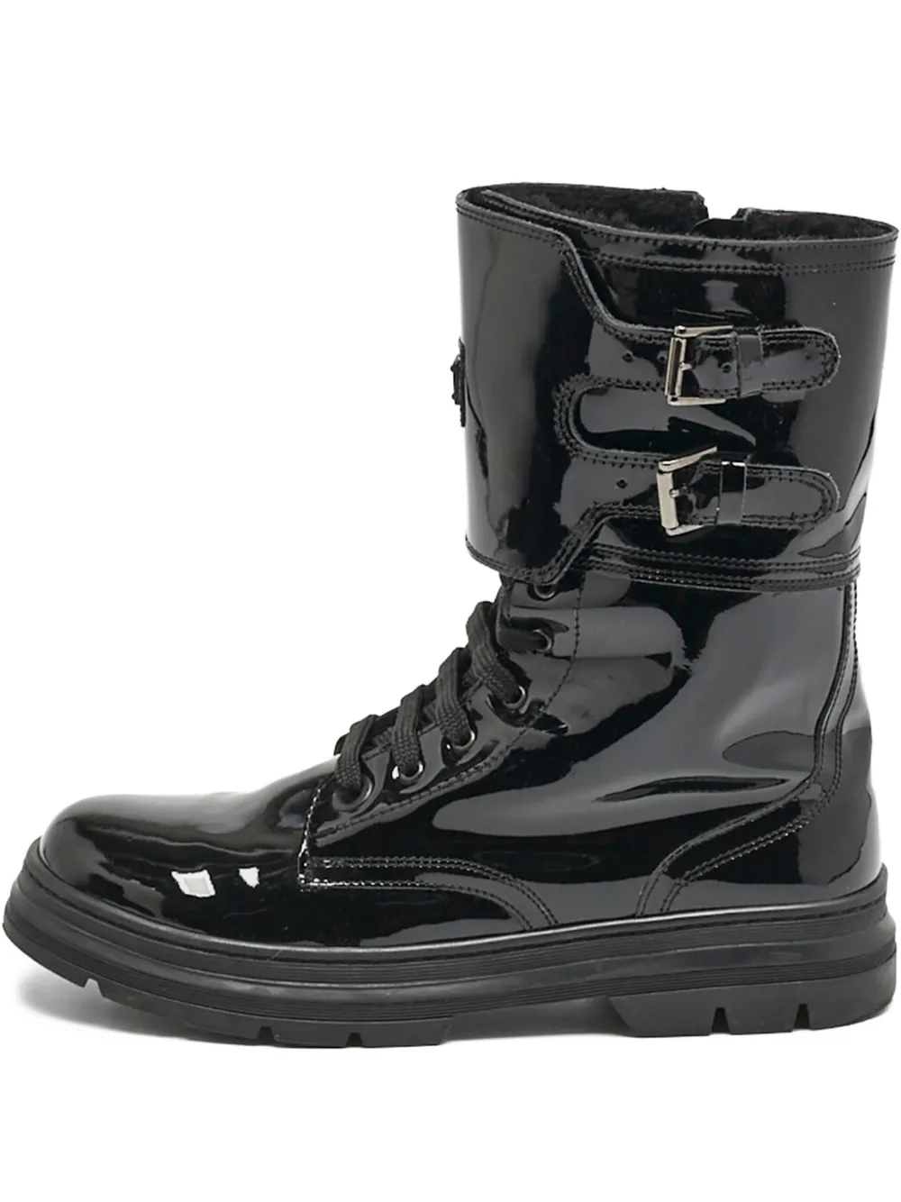 Dolce & Gabbana Pre-Owned patent-finish combat boots | Black | Image 1