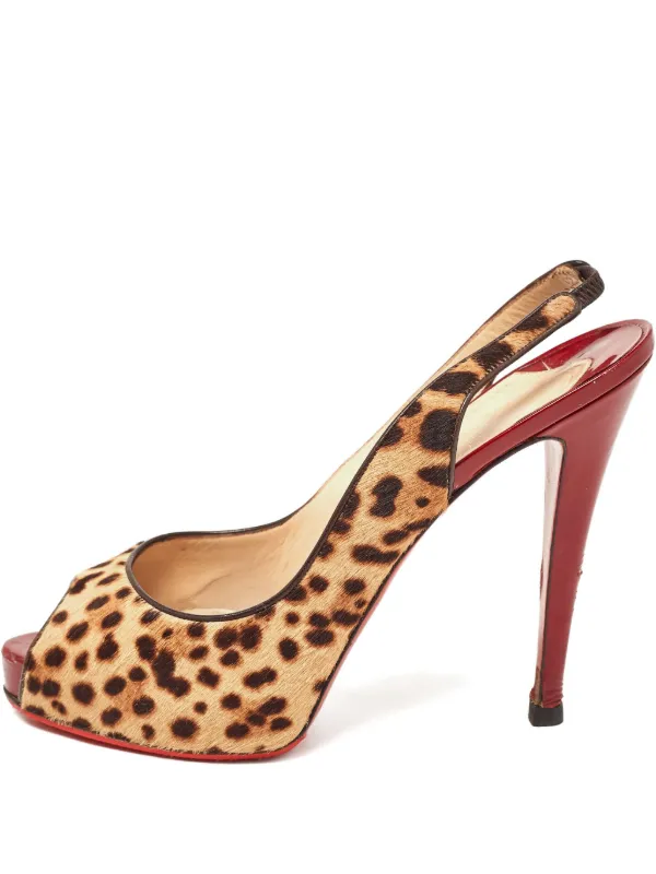 Christian Louboutin Pre-Owned レオパード スリングバック パンプス