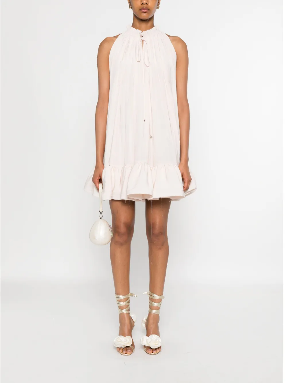 Lanvin Mini-jurk met ruches en franje hals Roze