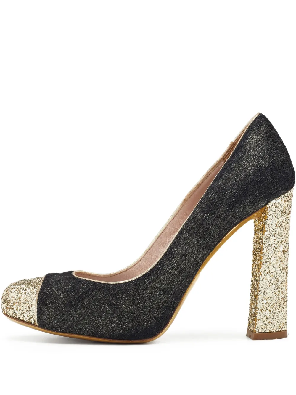 Miu Miu Pre-Owned 110mm glitter-embellished heeled pumps | Black | Image 1