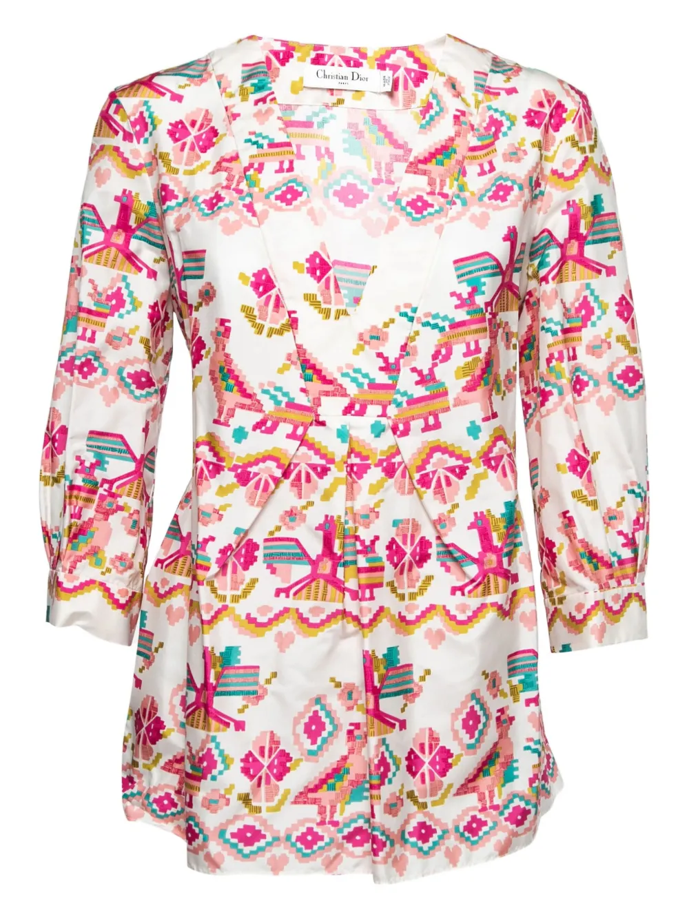 Christian Dior Pre-Owned Bluse aus Seide mit grafischem Print - Rosa