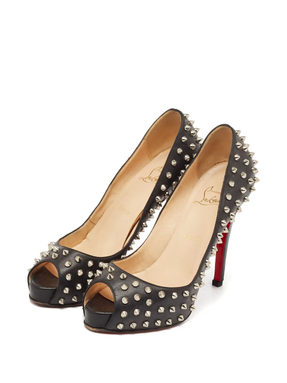Christian Louboutin Pre-Owned Pumps met open neus en studs - Zwart