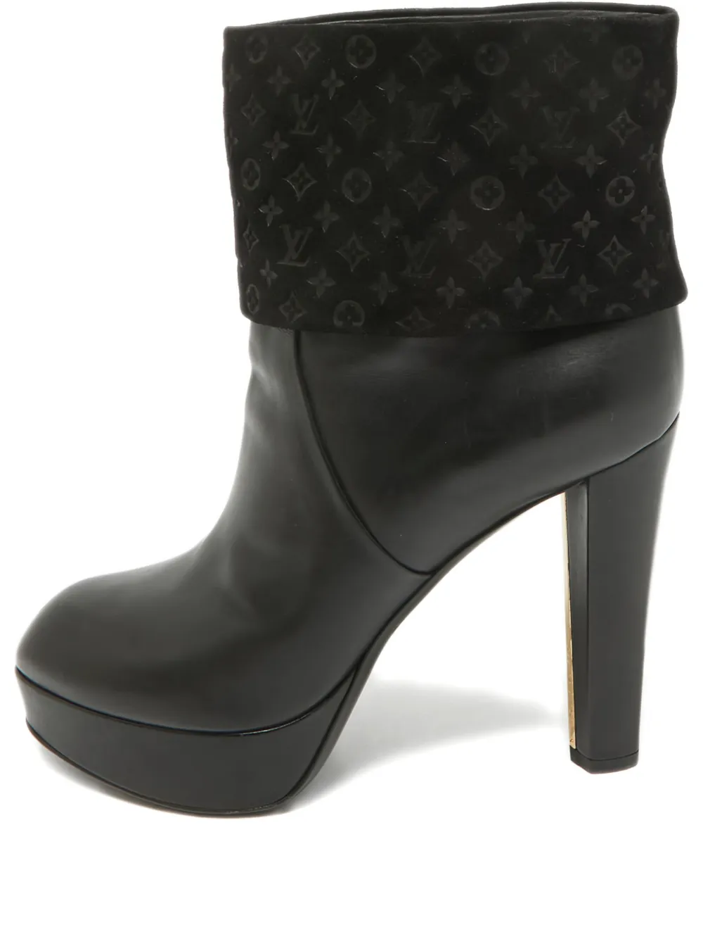 Louis Vuitton Pre-Owned モノグラム プラットフォームブーツ - ブラック Louis Vuitton Pre-Owned モノグラム プラットフォームブーツ - ブラック