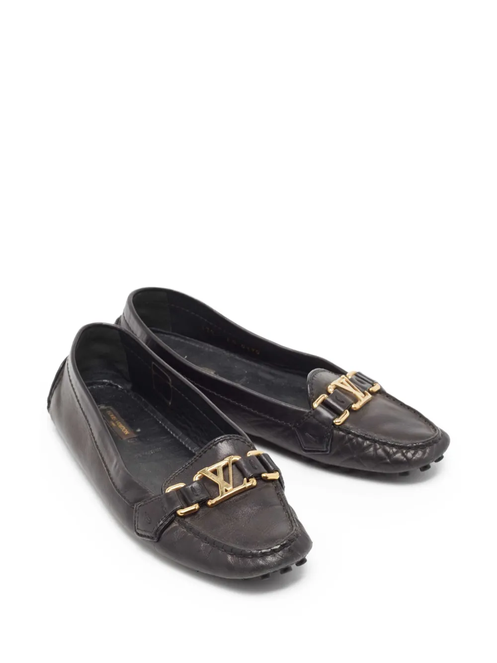 Louis Vuitton Pre-Owned Loafers met LV-plakkaat - Zwart