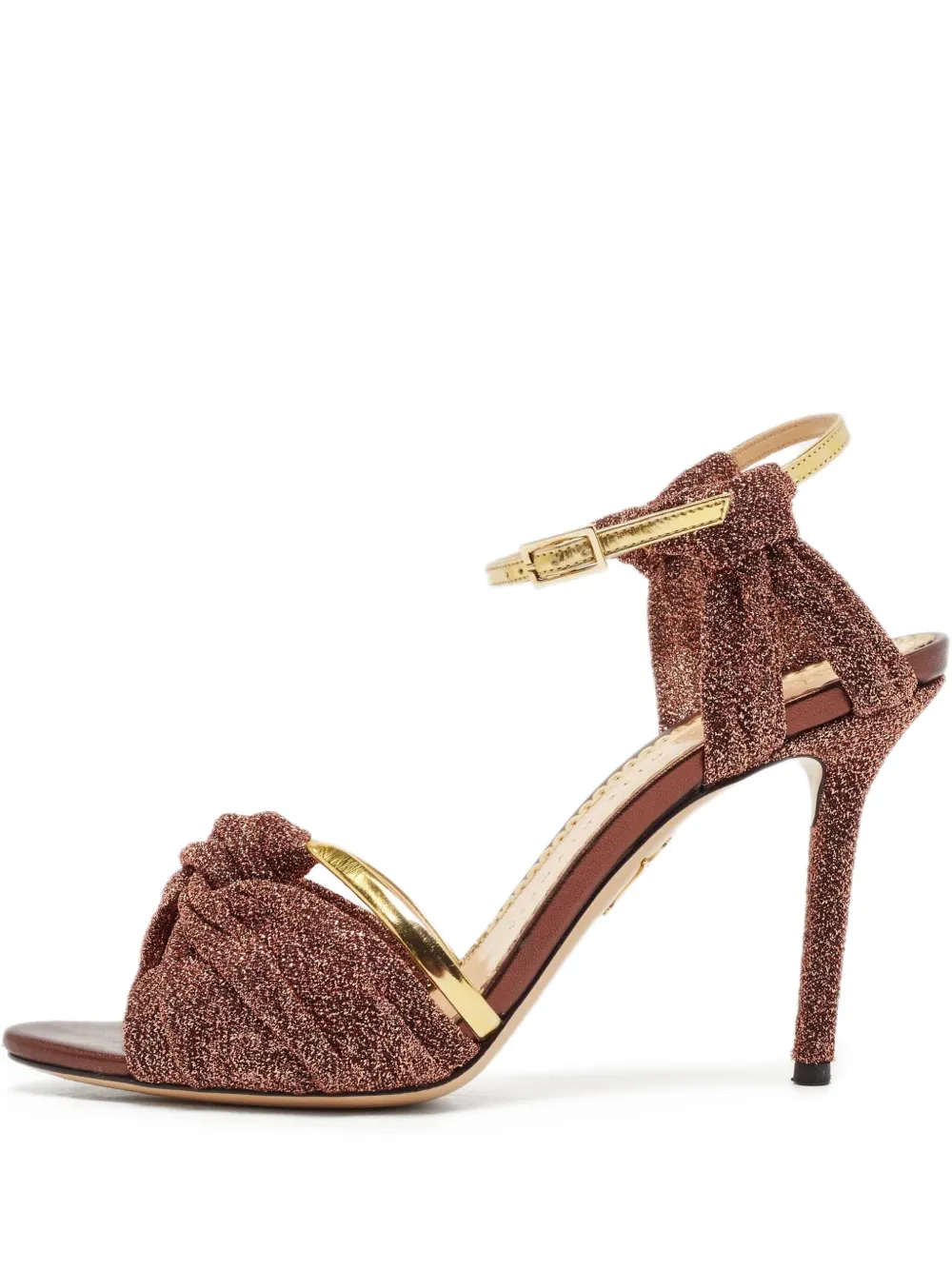 Charlotte Olympia pre-owned 100mm twisted lurex sandals | Brown | Image 1