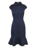 Carolina Herrera Vintage mock-neck peplum dress - Blue