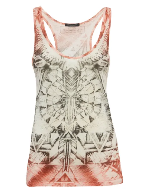 Balmain Pre-Owned graphic-print linen top