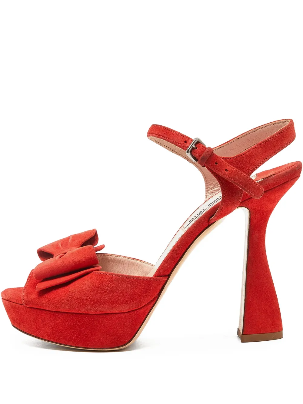 Miu Miu Pre-Owned 120mm bow-embellished platform sandals | Orange | Image 1