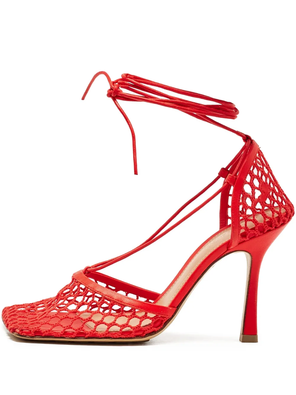 Bottega Veneta Pre-Owned 95mm netted lace-up pumps | Red | Image 1