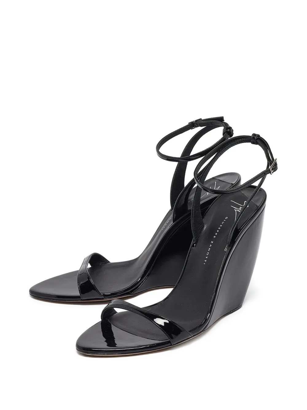 Giuseppe Zanotti Vintage 115 mm lakleren sandalen met sleehak - Zwart