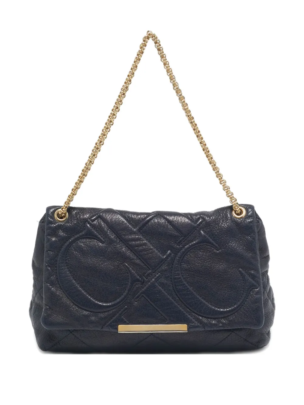 Carolina Herrera Vintage logo-embossed leather shoulder bag | Blue | Image 1