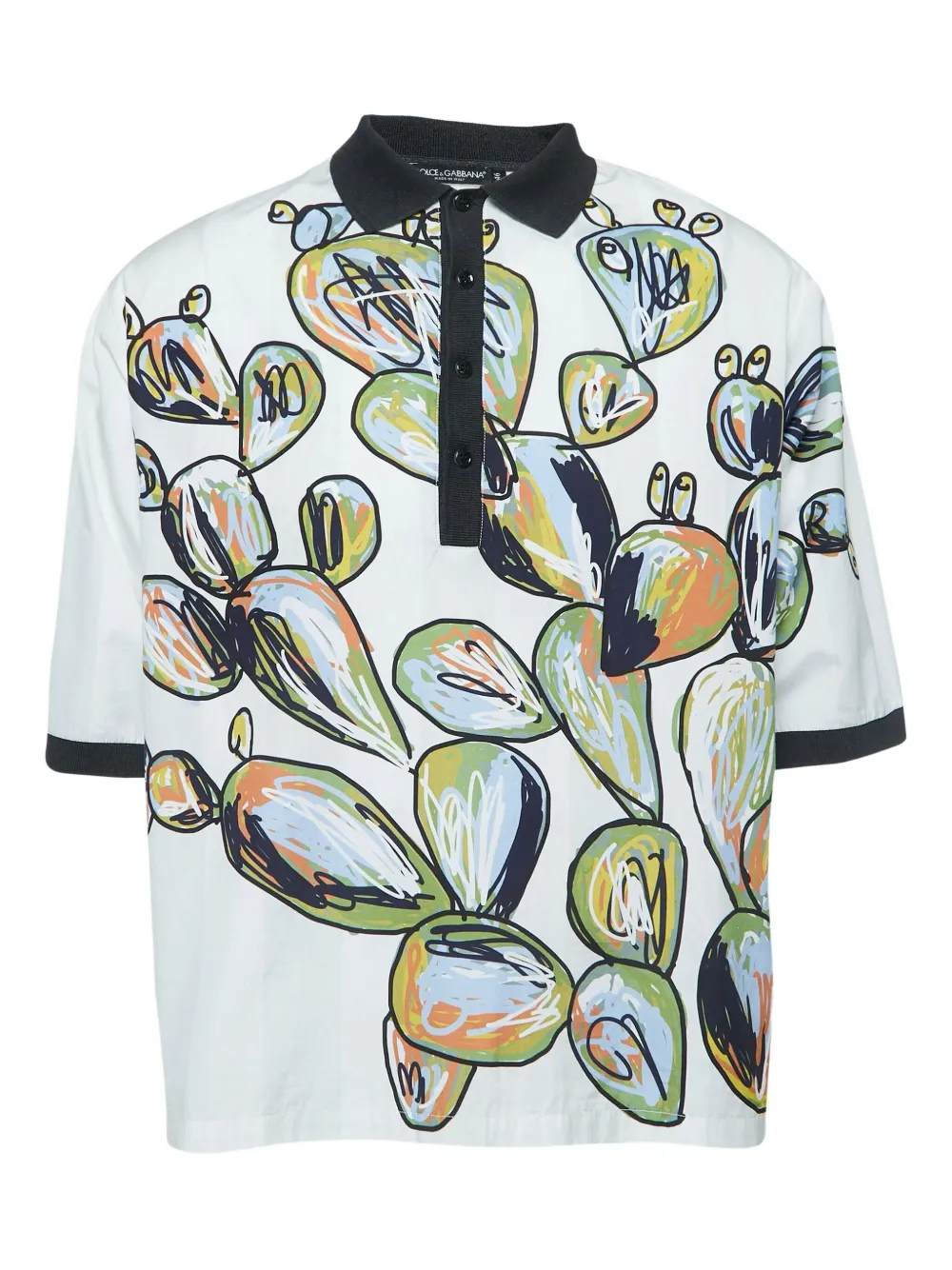 Dolce & Gabbana Pre-Owned playera tipo polo con cactus estampados | azul | Image 1