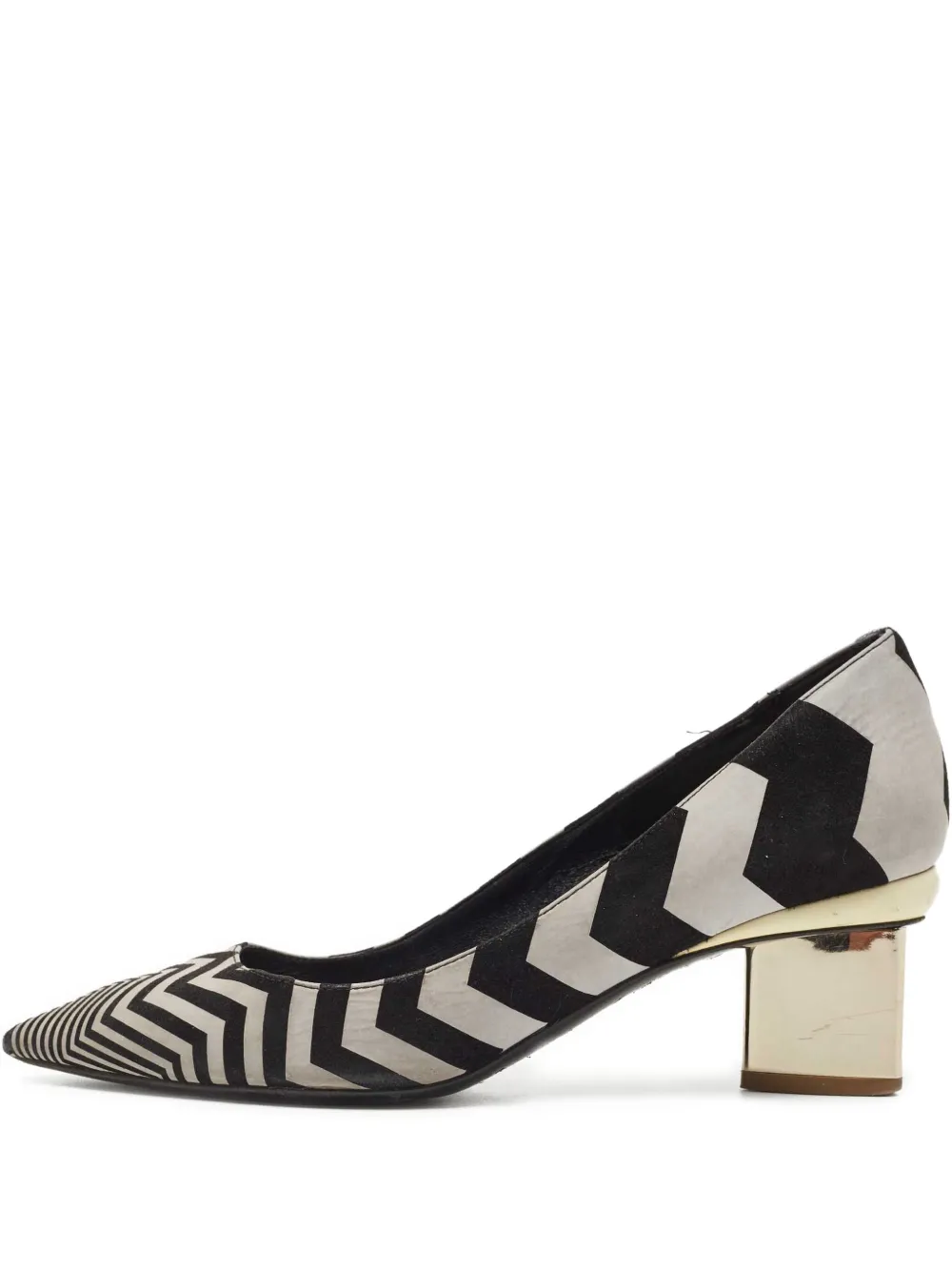 Nicholas Kirkwood pre-owned 45mm chevron-print block-heel pumps | Black | Image 1
