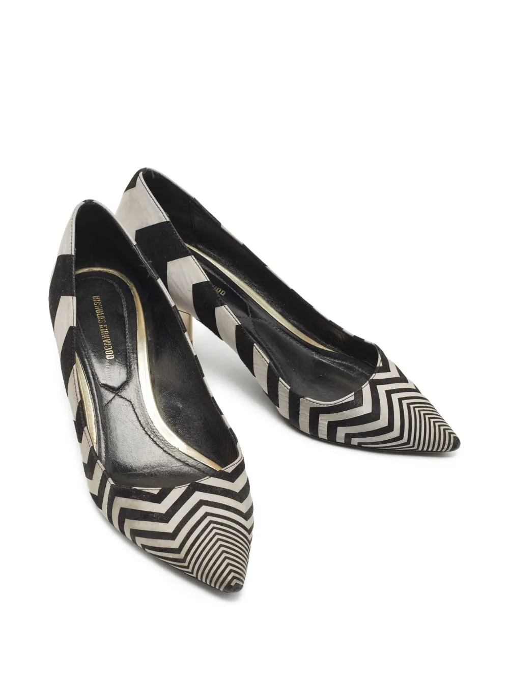 Nicholas Kirkwood pre-owned 45mm chevron-print block-heel pumps | Image 2