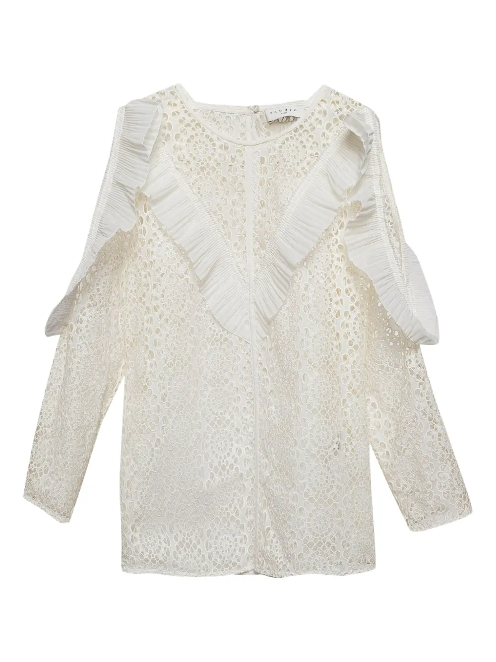 pre-owned ruffled broderie-anglaise blouse
