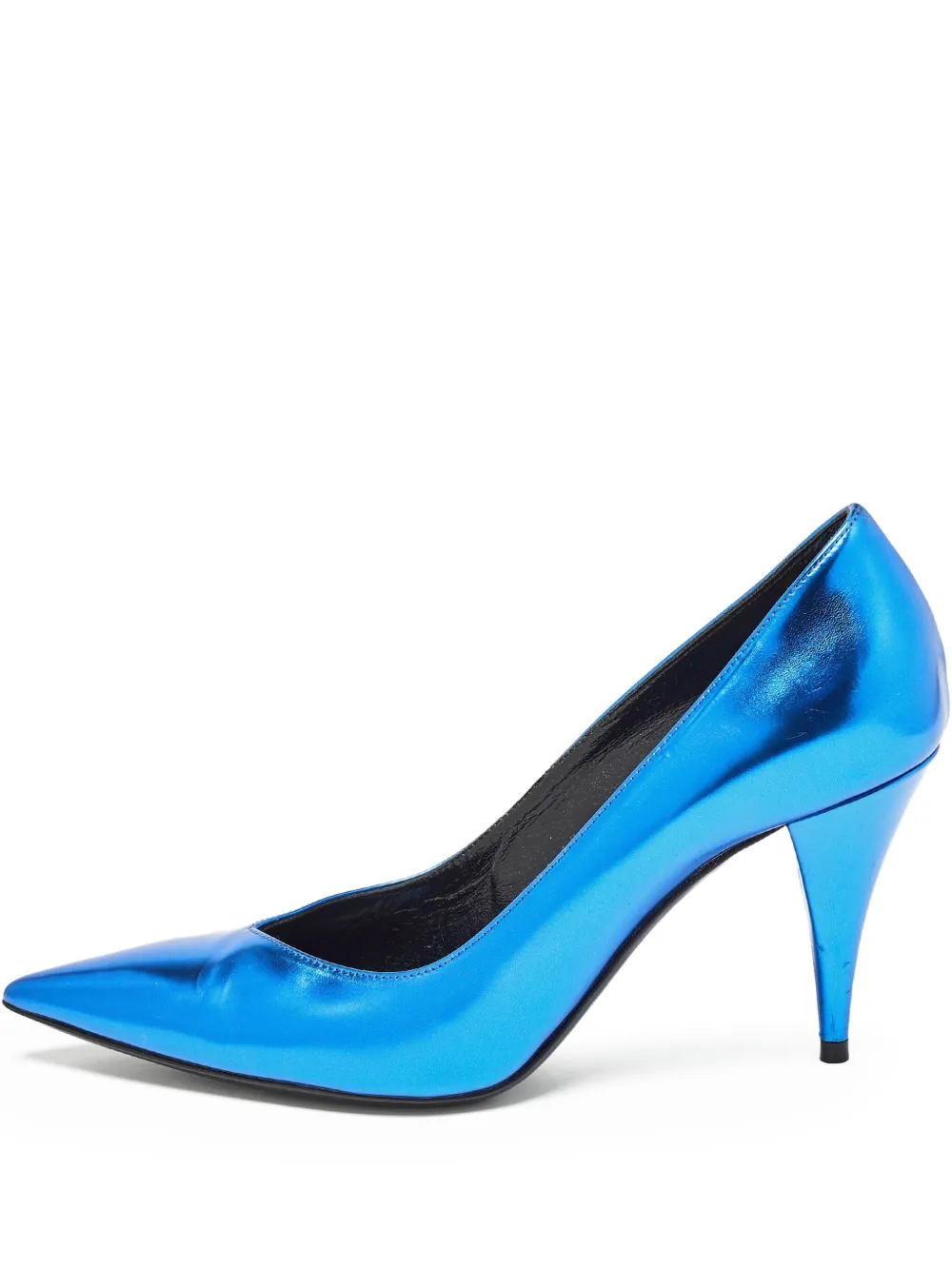 Saint Laurent Pre-Owned 90mm metallic leather pumps | Blue | Image 1