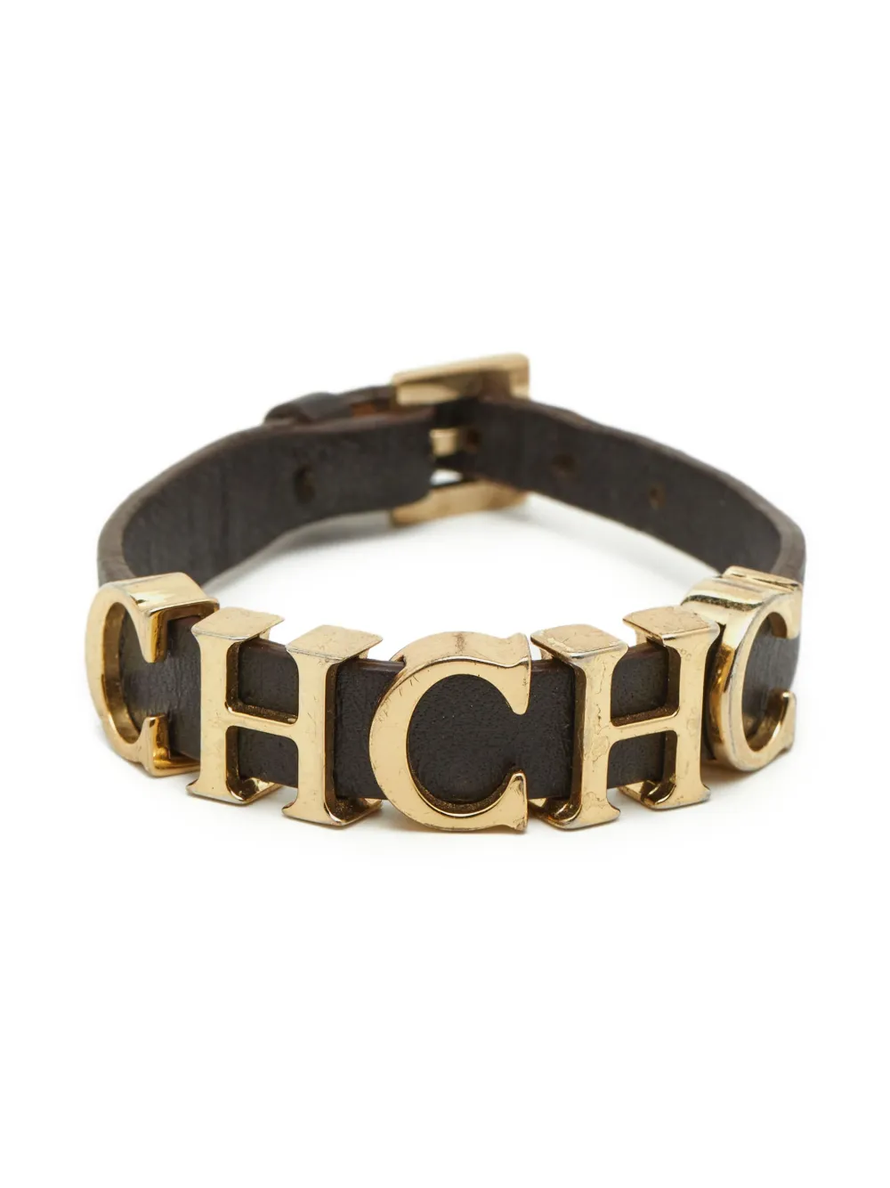 Carolina Herrera Vintage leather logo bracelet - Marrone