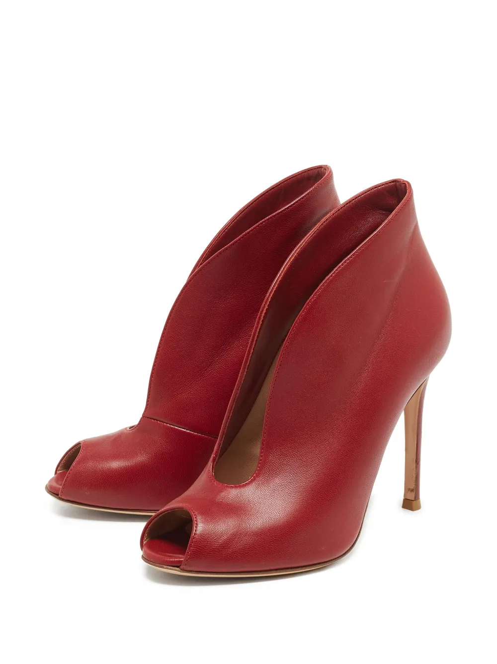 Gianvito Rossi 100 mm enkellaarzen met open neus - Rood