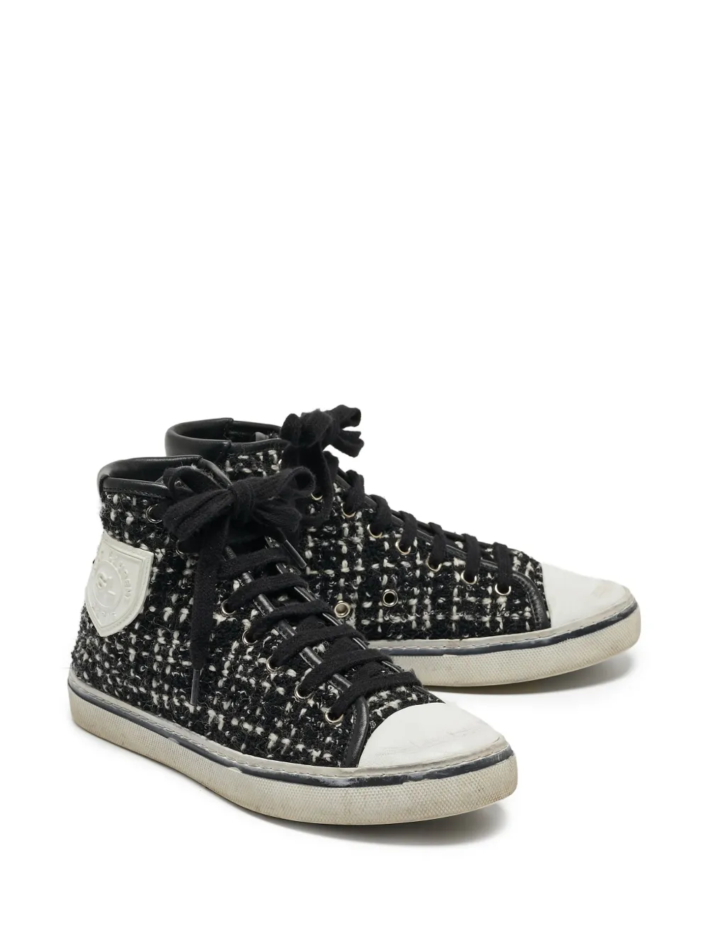 Saint Laurent Pre-Owned Tweed sneakers - Zwart