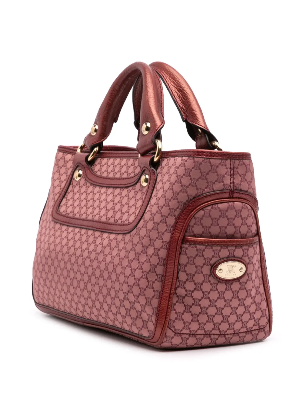 Pre-owned Celine 2016 Macadam Canvas Boogie Handbag In Red