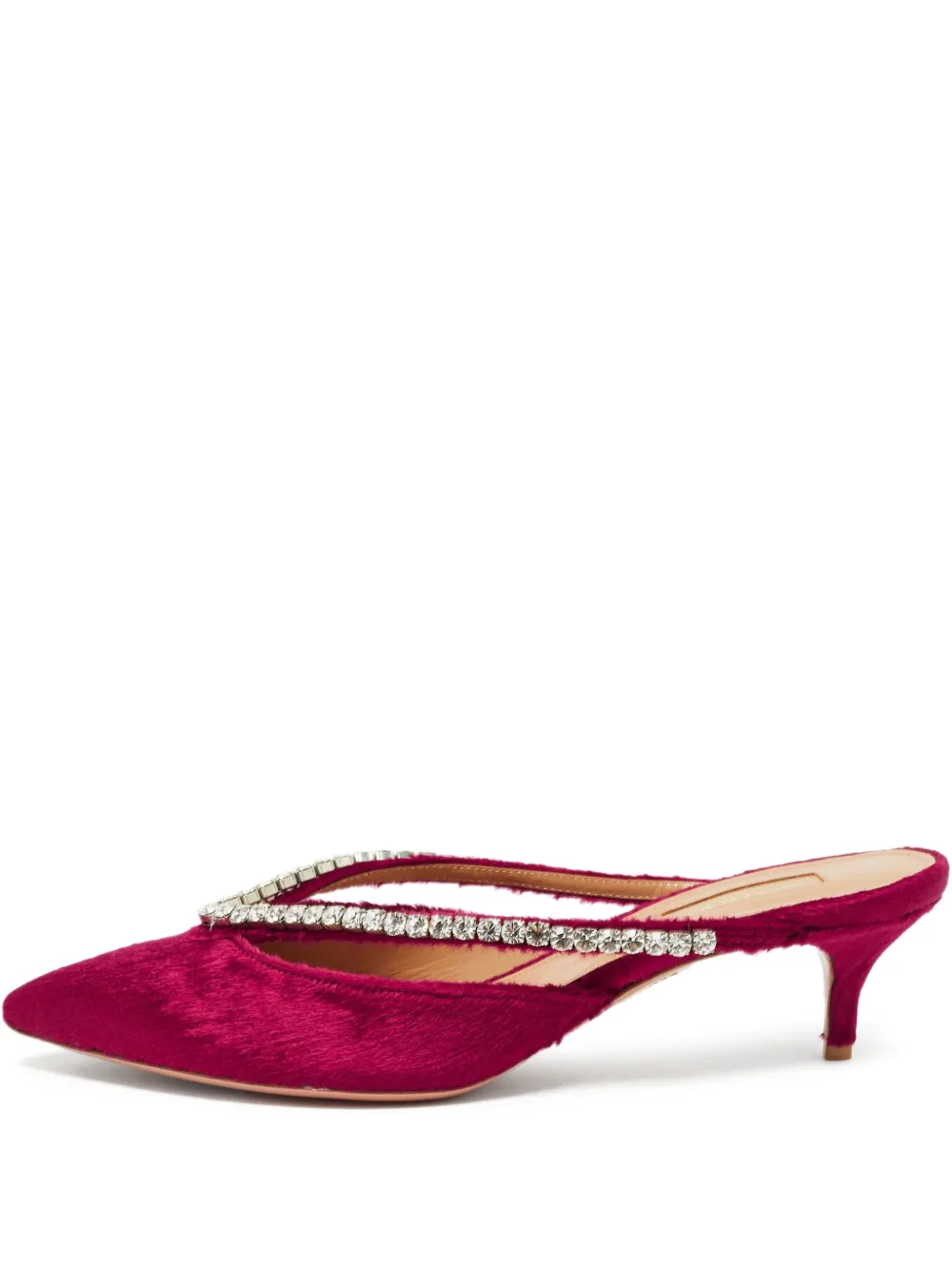 Aquazzura pre-owned 50mm Sabine crystal-embellished pointed-toe mules | Pink | Image 1