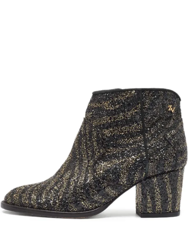 Zadig&Voltaire glitter-embellished block-heel Ankle Boots Black