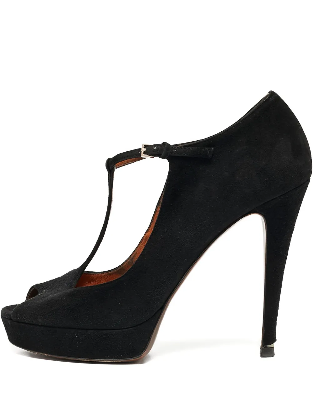 135mm suede T-strap platform pumps