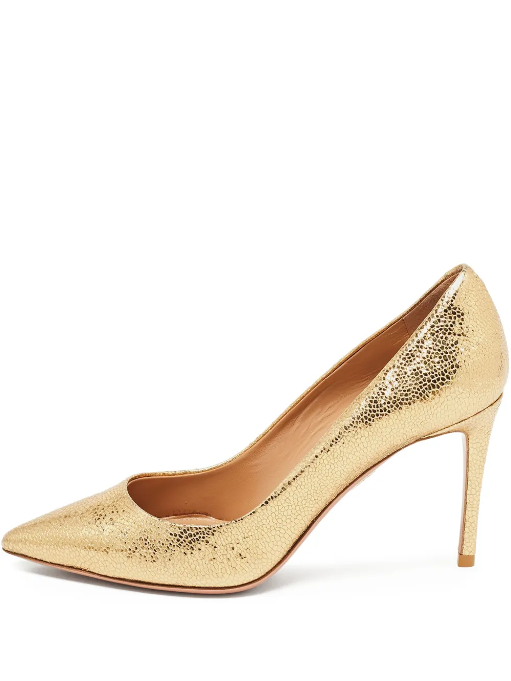Aquazzura pre-owned 110mm metallic-effect leather pumps | Gold | Image 1