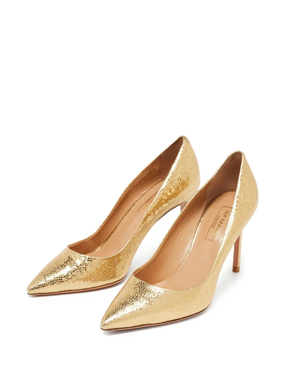 Aquazzura pre-owned 110mm metallic-effect leather pumps | Image 2
