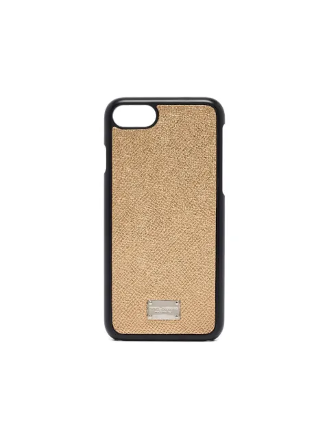 Dolce & Gabbana Pre-Owned Leather Textured Gold Case 137x65mm