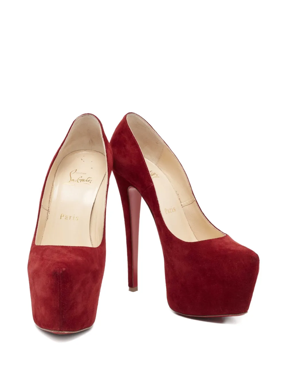 Christian Louboutin Pre-Owned 150 mm suède pumps met plateauzool - Rood