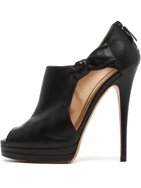 Casadei Vintage 150mm bow-detail peep-toe ankle boots