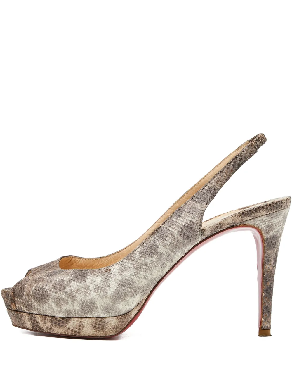 Christian Louboutin Pre-Owned snakeskin slingback pumps - ブラウン Christian Louboutin Pre-Owned snakeskin slingback pumps - ブラウン