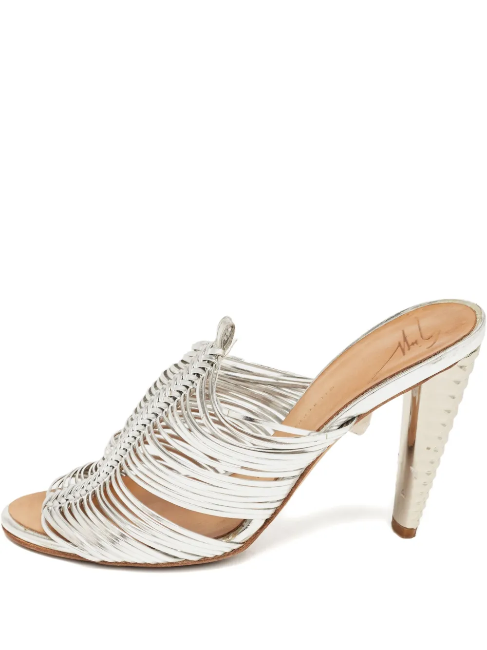 leather woven mules