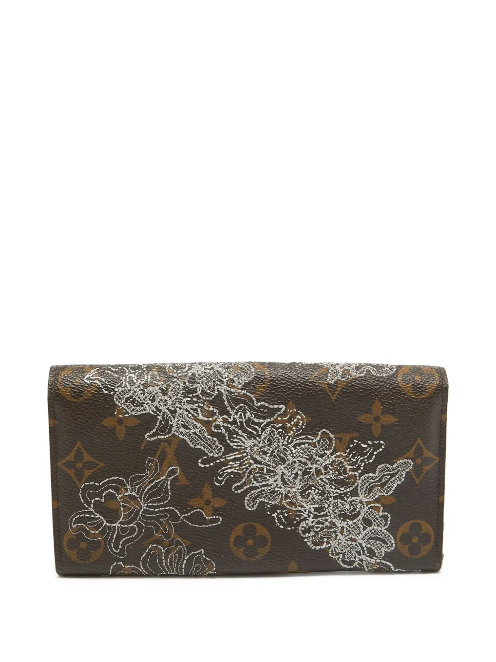 Pre-owned Louis Vuitton Floral-embroidered Continental Wallet