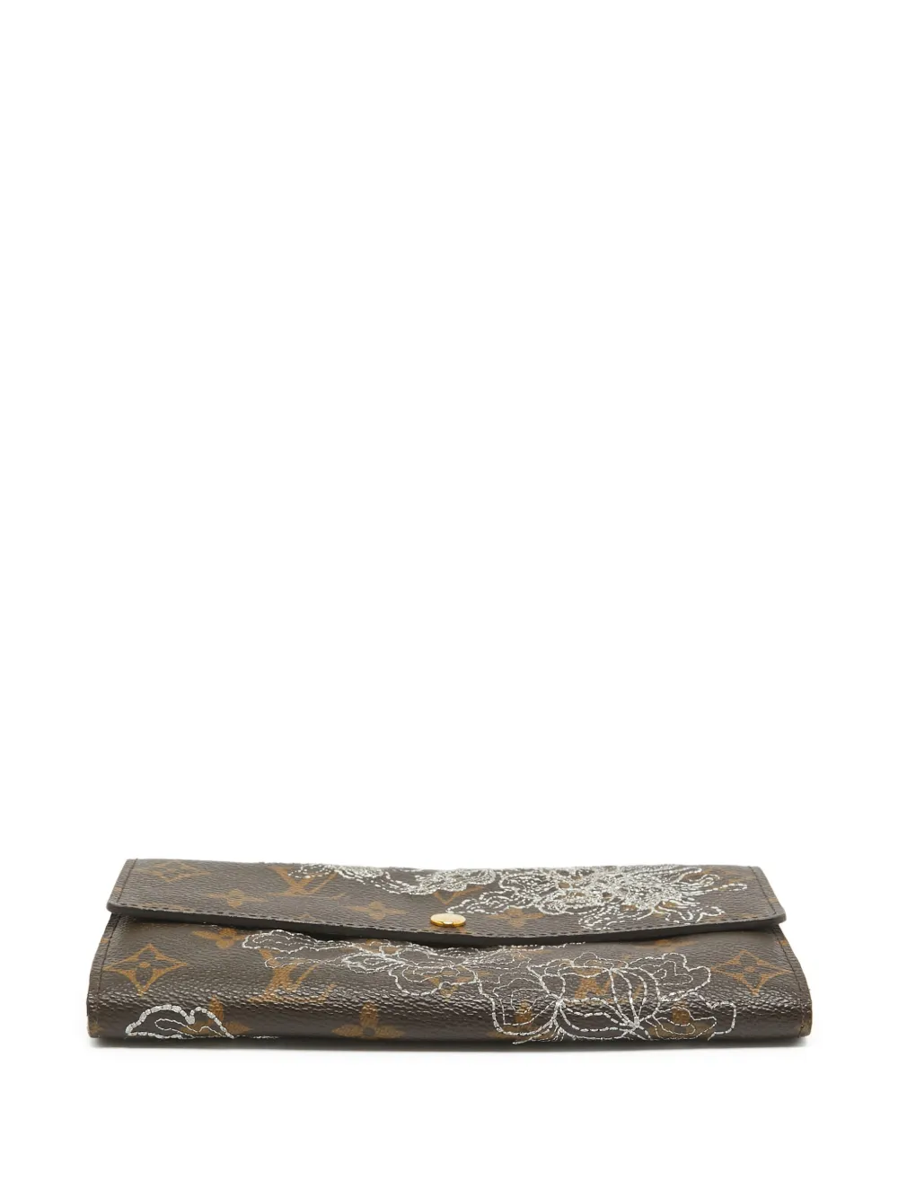 Pre-owned Louis Vuitton Floral-embroidered Continental Wallet