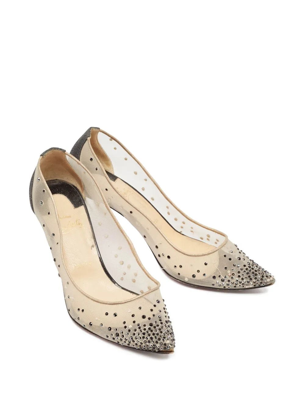 Christian Louboutin Pre-Owned 65 mm Follies pumps verfraaid met kristallen - Beige