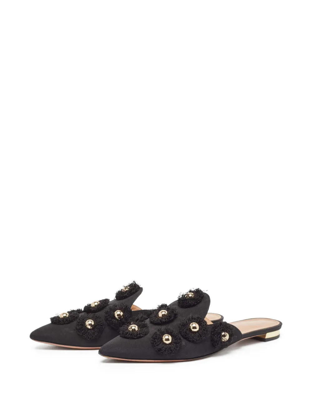 Pre-owned Aquazzura Sunflower Mules In Black