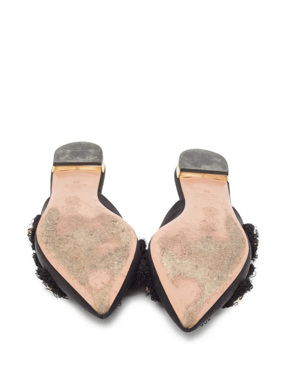 Pre-owned Aquazzura Sunflower Mules In Black