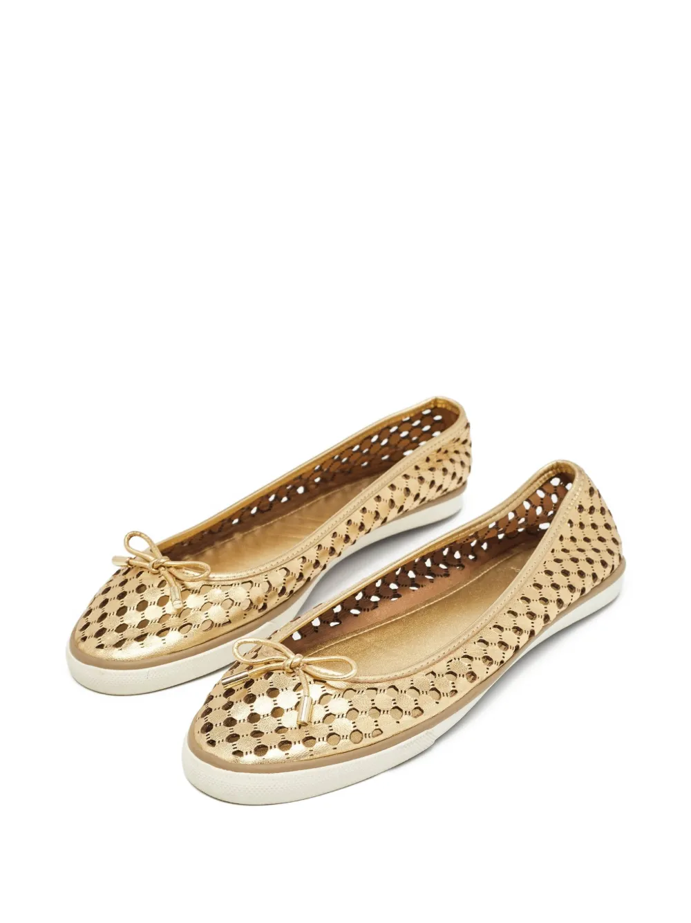 Tory Burch Pre-owned geperforeerde ballerina's - Goud