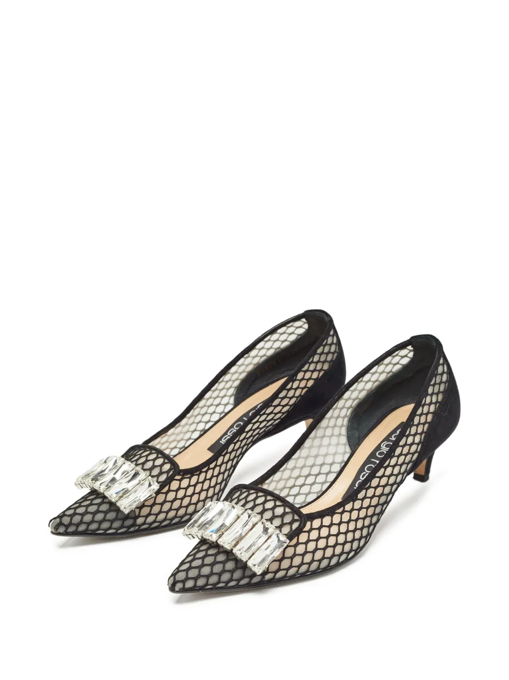 Sergio Rossi Vintage pre-owned 45mm crystal-embellished mesh pumps | Image 2