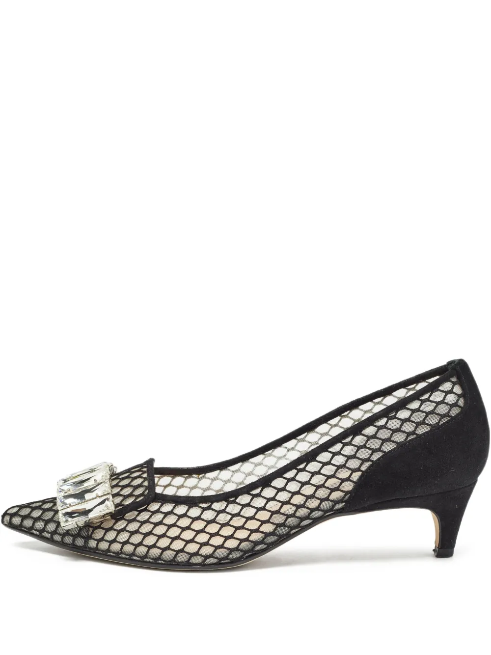 Sergio Rossi Vintage pre-owned 45mm crystal-embellished mesh pumps | Black | Image 1